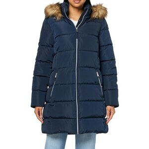 New Women's Tommy Hilfiger Essential Hooded Heavyweight Puffer Parka Size L Navy